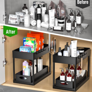 PUILUO 2 Set Under Sink Cabinet Organizer