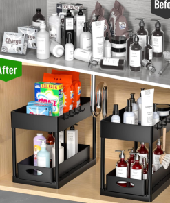 PUILUO 2 Set Under Sink Cabinet Organizer